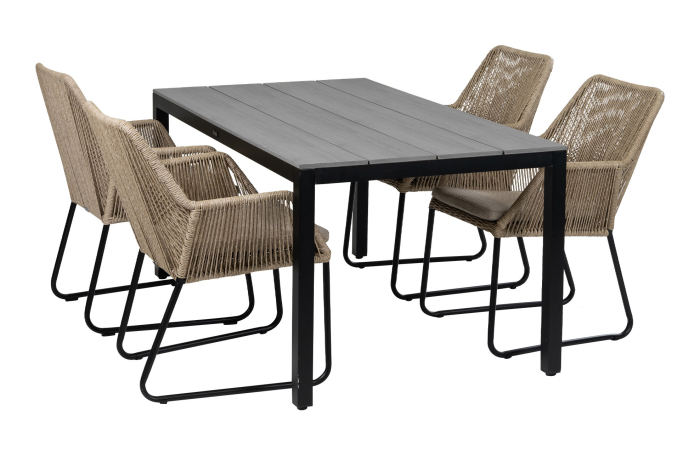 5-delige tuinset | 4 Mona tuinstoelen | 160cm Cyprus tuintafel