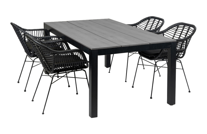 5-delige tuinset | 4 Oslo dining tuinstoelen | 180cm Cyprus tuintafel
