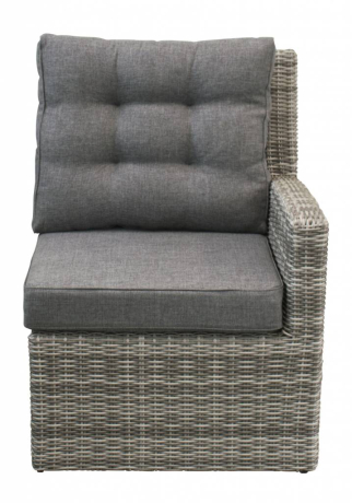 Bankdeel links Dublin-Ash Grey-aluminium frame-wicker-grey loungekussens