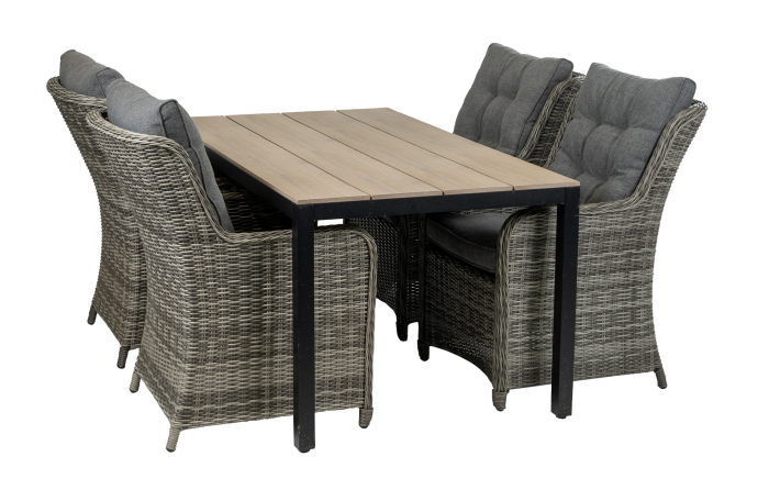 Cyprus tuintafel 160 of 180cm-wood-aluminium frame-polywood tafelblad-black onderstel-schuin