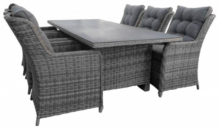 Dublin 7 delige tuinset-6 Dublin tuinstoelen-ash grey-wicker en keramiek-aluminium frame-zijaanzicht