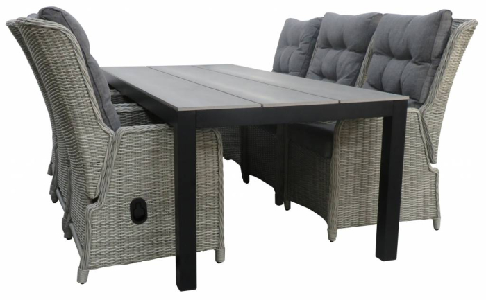 Dublin 7 delige tuinset-dublin verstelbare stoelen-Mystic Grey-Cyprus tuintafel 225cm-wicker-polywood-aluminium frame-schuin