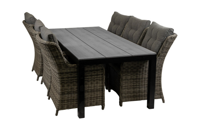 Dublin 7 delige tuinset-Dublin verstelbare tuinstoel-Ash Grey-Cyprus tuintafel-grey-wicker-aluminium frame