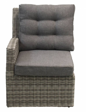 Dublin bankdeel rechts-Ash Grey-aluminium frame-wicker-grey loungekussens