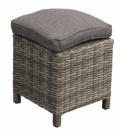 Dublin Hocker 40x40cm-Ash Grey-wicker-aluminium frame-grey lounge kussen