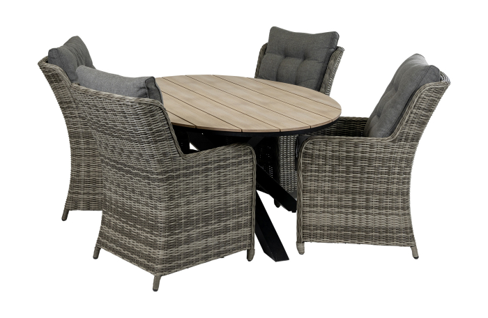 Dublin ovale tuinset-5 delige tuinset-Dublin tuinstoel-Ash Grey-wicker vlechtwerk-Cyprus tuintafel-aluminium frame