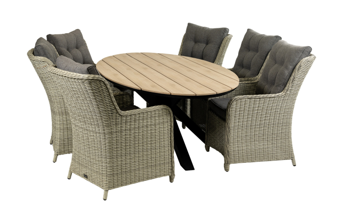Dublin ovale tuinset-7 delige tuinset-Dublin tuinstoel-Mystic Grey-wicker vlechtwerk-cyprus ovale tuintafel-polywood tuintafel