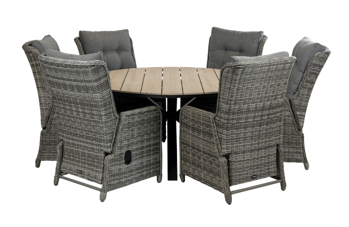 Dublin tuinset-7 delige tuinset-cyprus tuintafel-polywood-wood kleur tuintafel-wicker-aluminium frame