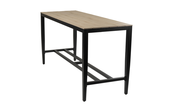 Moderne  aluminium bartafel voor buiten met polywood tafelblad - 200x75 - 4 Seizoenen Tuinmeubelen