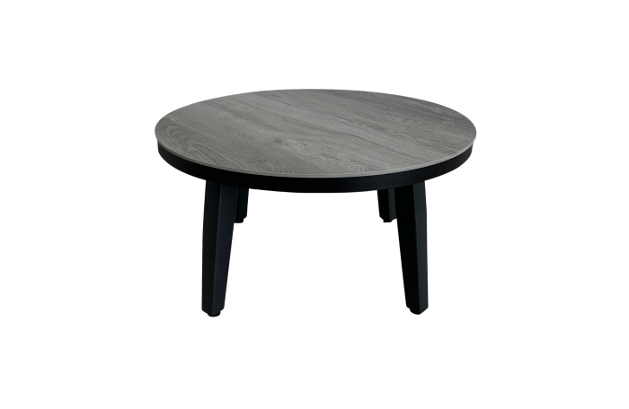 Mykonos ronde bijzettafel grijs zwart 73cm - ronde grijze bijzettafels kunststof - 4 Seizoenen Tuinmeubelen