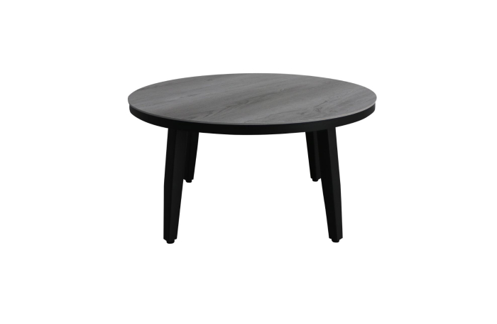 Mykonos stijlvolle ronde bijzettafel grijs zwart 58cm - ronde grijze bijzettafels kunststof - 4 Seizoenen Tuinmeubelen