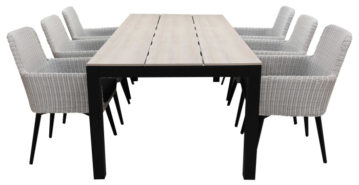 Pisa 7 delige tuinset-Pisa tuinstoel White-wicker vlechtwerk-cyprus tuintafel-polywood 