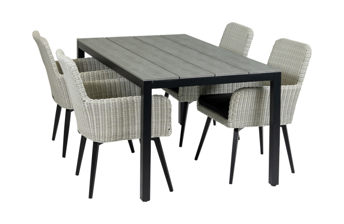 Pisa tuinset-5 delige tuinset-Pisa tuinstoel-White-cyprus tuintafel-polywood-wicker-aluminium frame