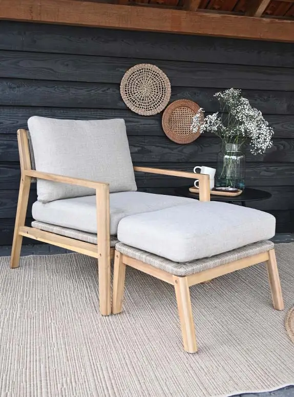 Tuinstoelen met voetenbank 