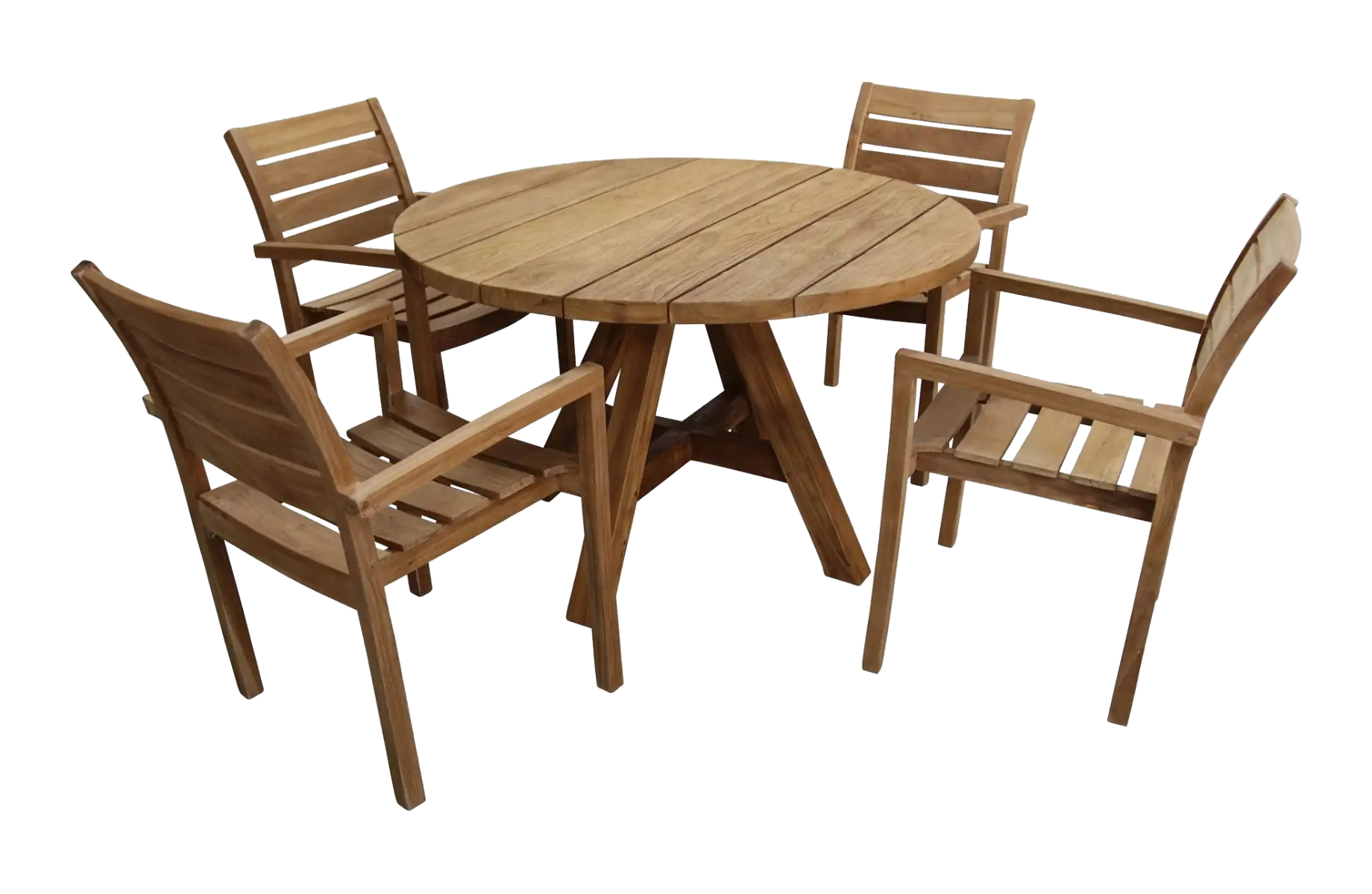 5-delige ronde tuinset | 4 Bulu tuinstoelen | ?120cm Ayra tuintafel | Teak