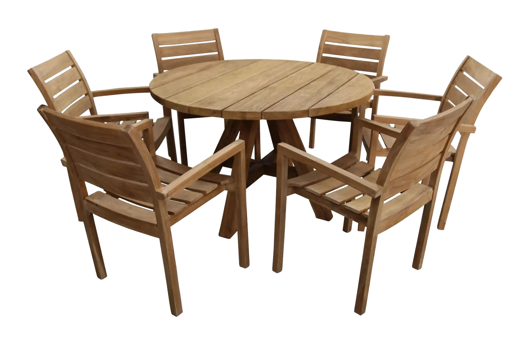 7-delige ronde tuinset | 6 Bulu tuinstoelen | ⌀150cm tuintafel (Teakhout)