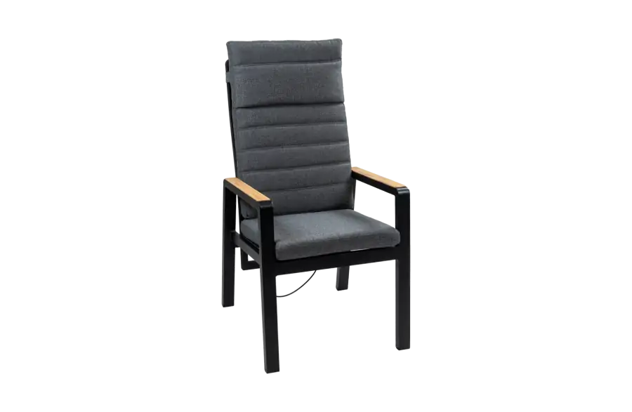 Verstelbare tuinstoel Berlijn | Black/Wood & Grey