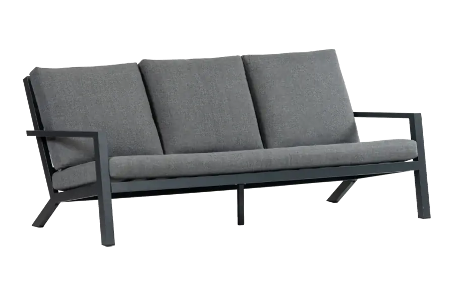 Loungebank Bezano | 3-persoons | Matt Black/Grey | Aluminium