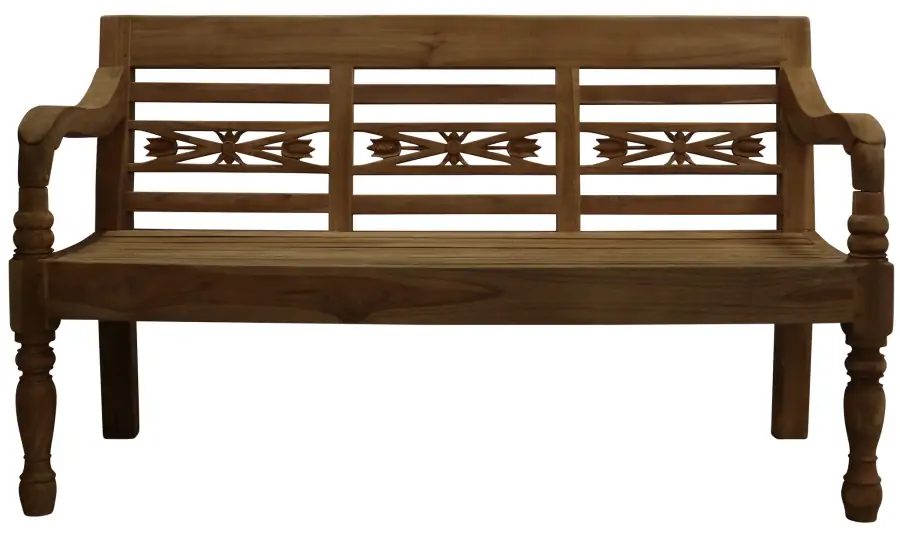 Stationsbank 2-zits | 100cm | Teakhout | vooraanzicht