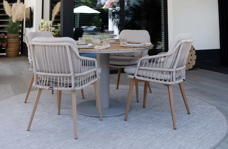 tower-tuintafel-rond-isabel-sand-4-seizoenen-tuinmeubelen 1