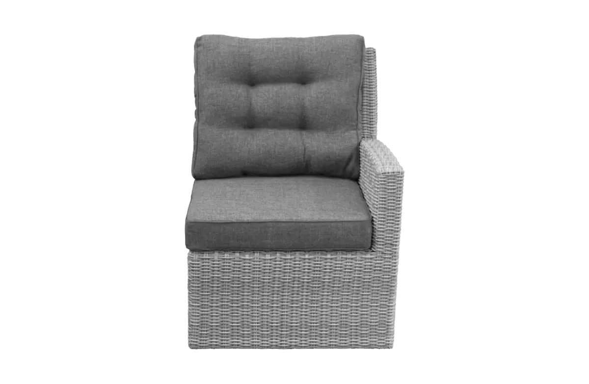 Linker bankdeel-Dublin-Mystic Grey-Wicker-aluminium frame-grey loungekussens