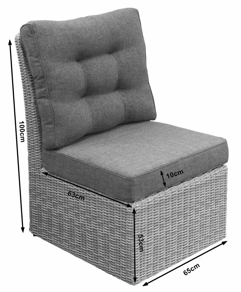 Midden Element Dublin-schuin-Mystic Grey-aluminium frame-Wicker-afmetingen