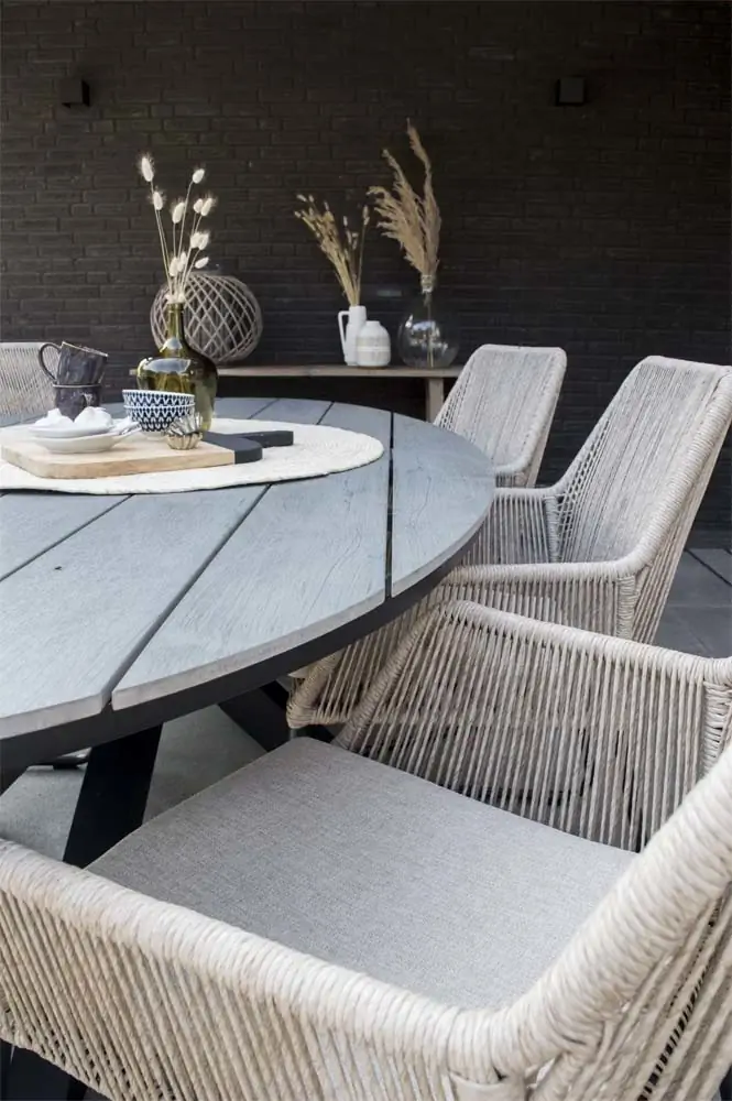 Mona ovale tuinset-Rope tuinstoel-Sand kleur-cyprus tuintafel-polywood tuintafel-decoratie