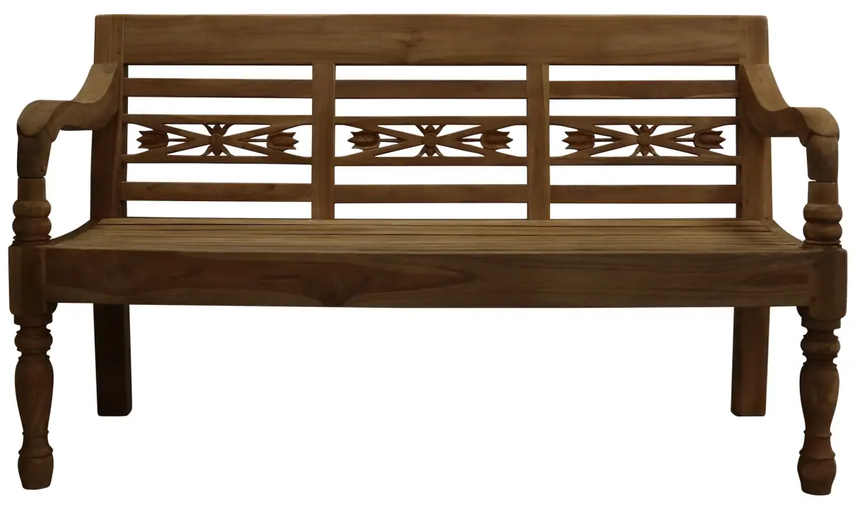 Stationsbank 2-zits | 100cm | Teakhout | vooraanzicht