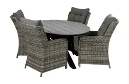5-delige tuinset | 4 Dublin tuinstoelen (AG) | 180cm ovale Cyprus tuintafel (Grey)