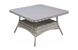 Vierkante tuintafel Dublin 115x115cm | Ash Grey | Keramiek & Wicker