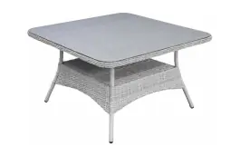Vierkante tuintafel Dublin 115x115cm | Mystic Grey | Keramiek & Wicker