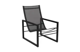 Loungestoel Vevi | Black | Aluminium & Textileen | Brafab