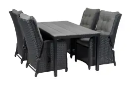 5-delige tuinset | 4 Dublin verstelbare stoelen (BL) | 160 of 180cm Cyprus tuintafel (Grey)