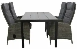 5-delige tuinset | 4 Kos verstelbare stoelen (AG) | 160 of 180cm Cyprus tuintafel (Grey)