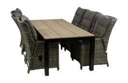 7-delige tuinset | 6 Dublin verstelbare stoelen (AG) | 225cm Cyprus tuintafel (Wood)
