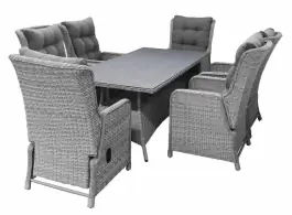 7-delige tuinset | 6 Dublin verstelbare stoelen (MG) | 180cm tafel (Keramiek)