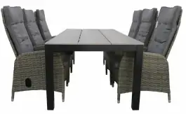 7-delige tuinset | 6 Kos verstelbare stoelen (AG) | 225cm Cyprus tuintafel (Grey)