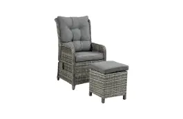 Dublin tuinstoel verstelbaar | Ash Grey + Hocker 40x40 | Ash Grey