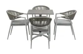 5-Delige tuinset | 4 Tuinstoelen Brugge (Sand) | Inklapbare tuintafel Gent 70x70cm  (Sand)