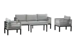 Stoel-Bank Loungeset Cuba | Black & Off Sand