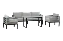 Stoel-Bank Lounge Dining Set Cuba | 3-zitsbank | Black