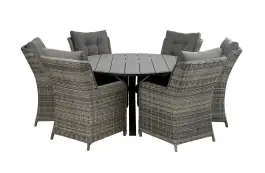 7-delige ronde tuinset | 6 Dublin tuinstoelen (AG) | ⌀150cm Cyprus tuintafel (Grey)