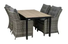5-delige tuinset | 4 Dublin tuinstoelen (AG) | 160 of 180cm Cyprus tuintafel (Wood)