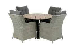 5-delige ronde tuinset | 4 Dublin tuinstoelen (MG) | ⌀120cm Cyprus tuintafel (Wood)