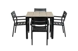 90x90 Cyprus | Wood + 4x Stapelbare tuinstoel Delia Zwart