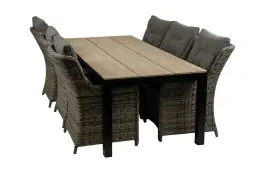 7-delige tuinset | 6 Dublin tuinstoelen (AG) | 225 cm Cyprus tuintafel (Wood)