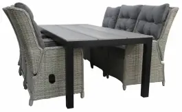 7-delige tuinset | 6 Dublin verstelbare stoelen (MG) | 225cm Cyprus tuintafel (Grey)