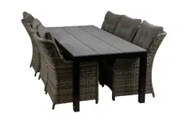 7-delige tuinset | 6 Dublin tuinstoelen (AG) | 225cm Cyprus tuintafel (Grey)