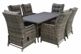 7-delige tuinset | 6 Dublin verstelbare stoelen (AG) | 180cm tafel (Keramiek)