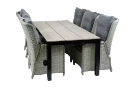 7-delige tuinset | 6 Dublin verstelbare tuinstoelen (MG) | 225cm Cyprus tuintafel (Wood)